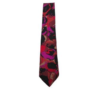 Portofino Collection Silk Abstract Mauve Red Tan Black Purple USA Neck Tie 62 x